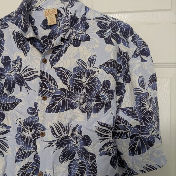 Jos A Bank Silk Floral Hawaiian Shirt Mens XL Blue Aloha Tropical Short Sleeve - Picture 2 of 8